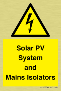 Solar PV System and Mains Isolators